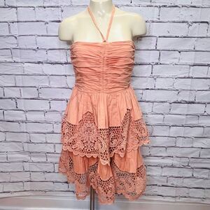 Ulla Johnson Savannah Women’s  peach Lace Sleeveless  Mini Dress Size 6
